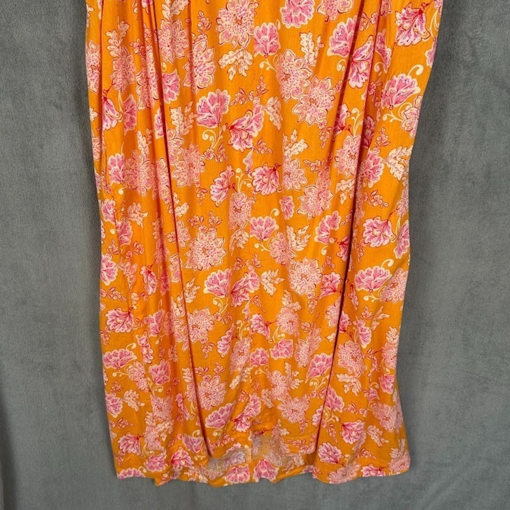 Old Navy Dress Womens 4X Orange Floral Tie Strap Midi Lightweight Beach Resort - Picture 7 of 14
